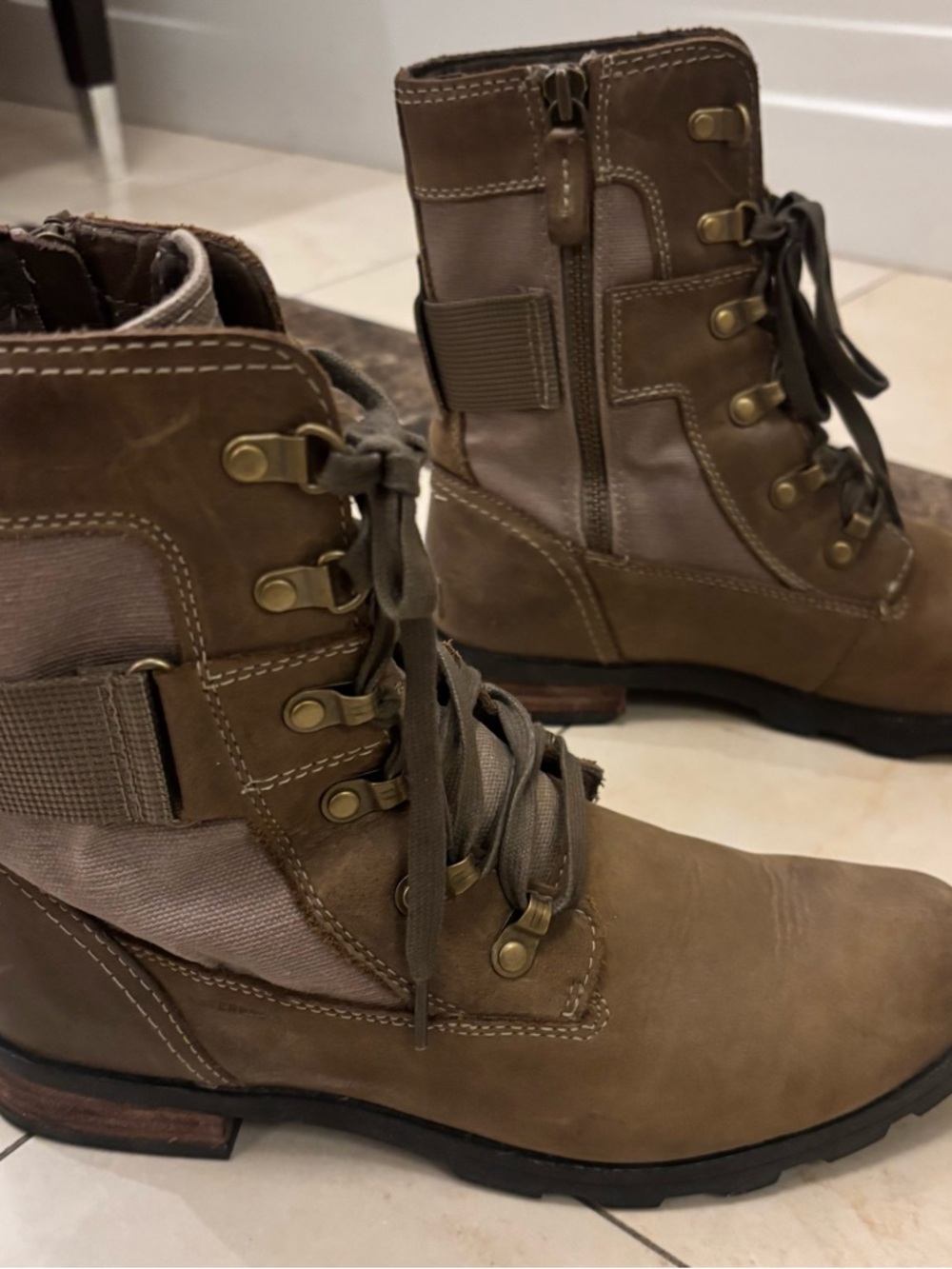 Sorel Taupe Brown Lace-Up Waterproof Ankle Boots - Picture 3 of 5